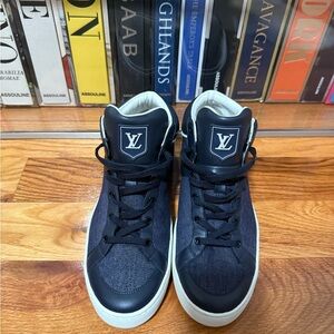 Louis Vuitton Dark Blue Denim and White Men's Sneakers